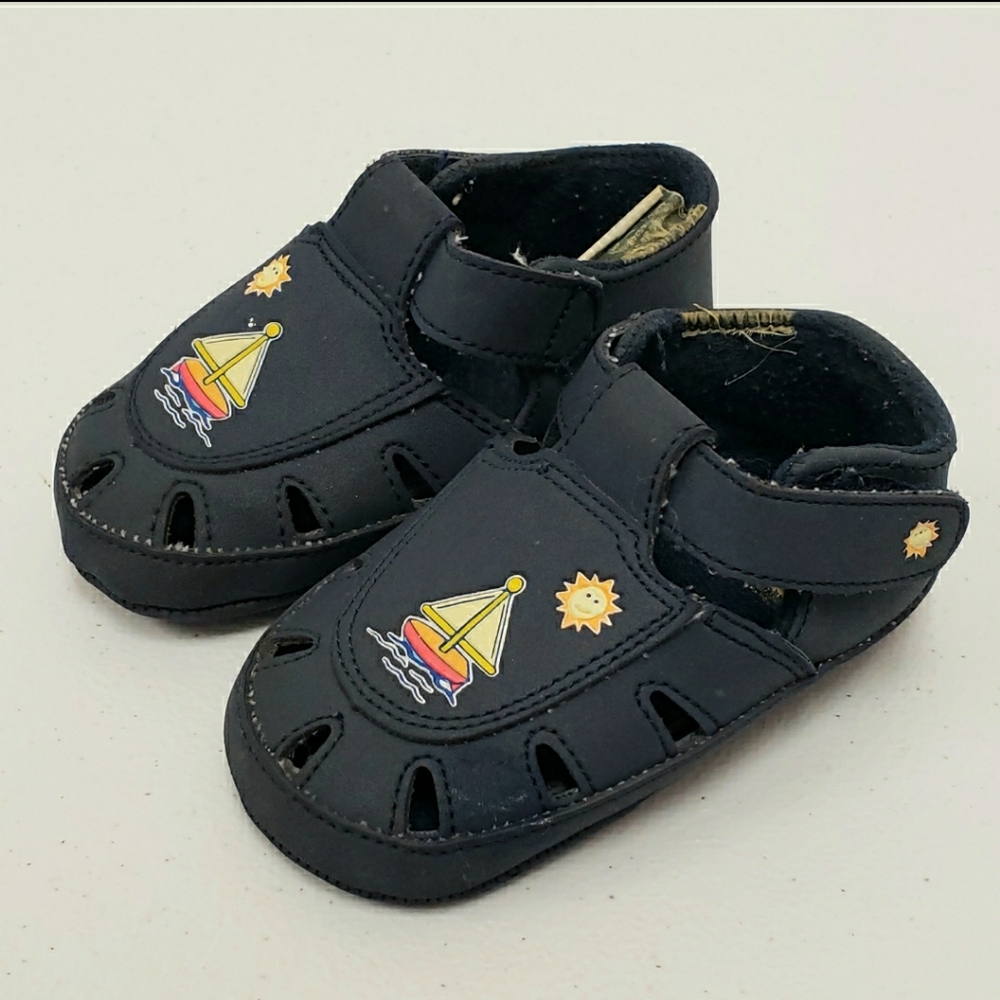 Sesame Street Blue Sailboat Sun Shoes Sandals Baby Size 3